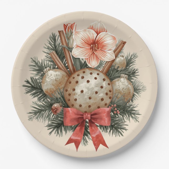 Plato De Papel Christmas Panettone Arrangement (Anverso)