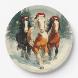 Plato De Papel Christmas Paper Plate / Beautiful Galloping Horse 