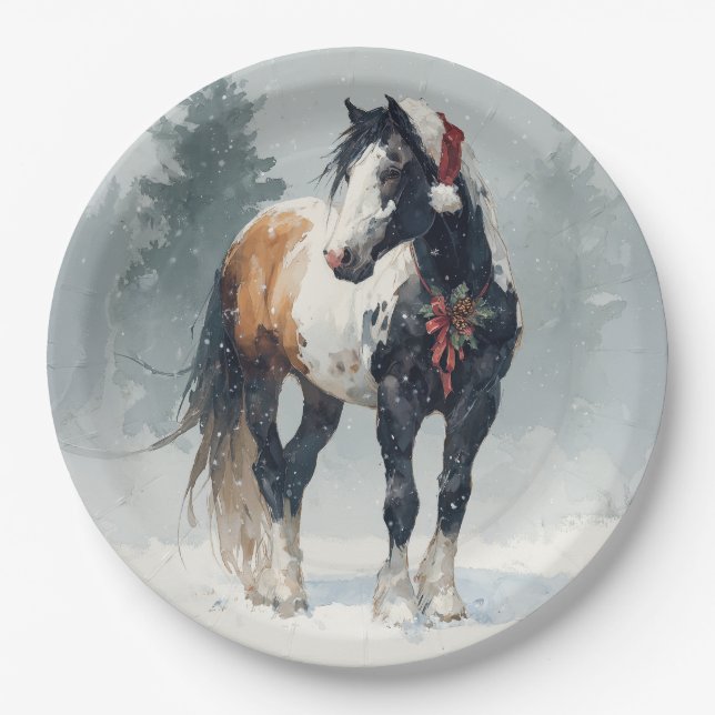 Plato De Papel Christmas Paper Plate / Beautiful Paint Horse  (Anverso)