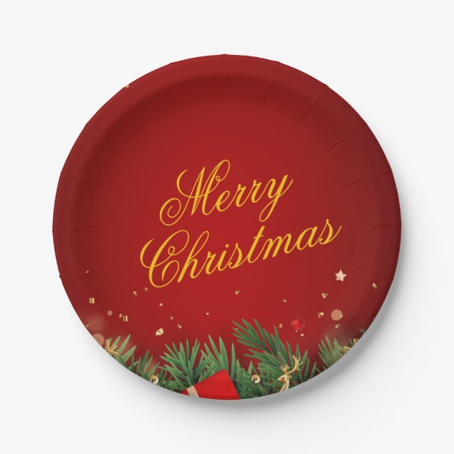Plato De Papel Christmas Paper Plate – Festive Holiday Tableware (Anverso)