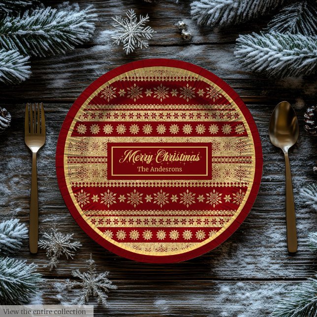 Plato De Papel Christmas Paper Plates Elegant Red Gold Holiday (Christmas Paper Plates Elegant Red Gold Holiday Accent)