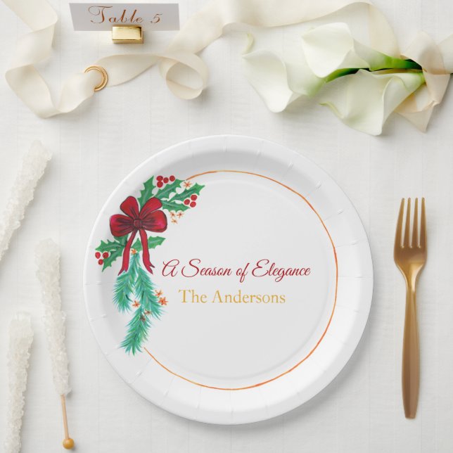 Plato De Papel Christmas Paper Plates – Festive Holiday  (Boda)