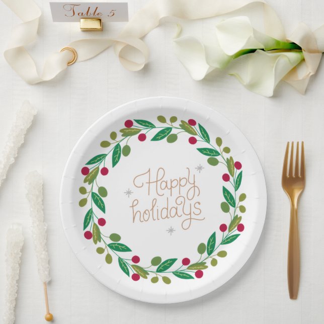 Plato De Papel Christmas Paper Plates– Holiday Party Dining  (Boda)