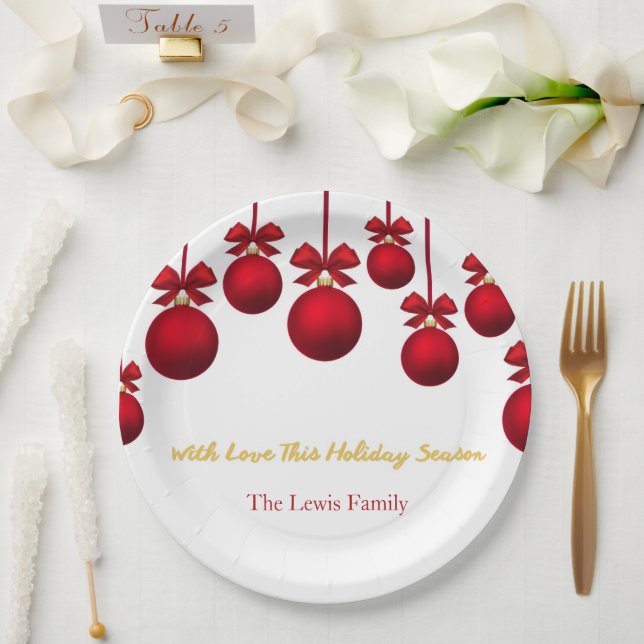 Plato De Papel Christmas Paper Plates– Holiday Party Table Esse (Boda)