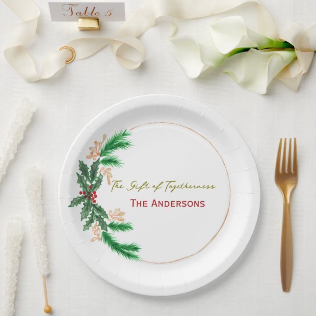 Plato De Papel Christmas Paper Plates –  Party Table Accessories (Boda)