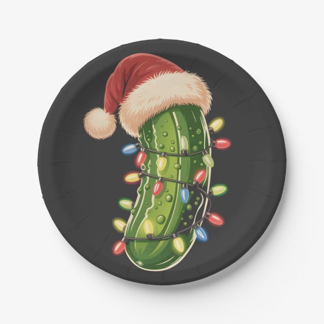 Plato De Papel Christmas Pickle Pickle In Xmas Light Pickle  (Anverso)