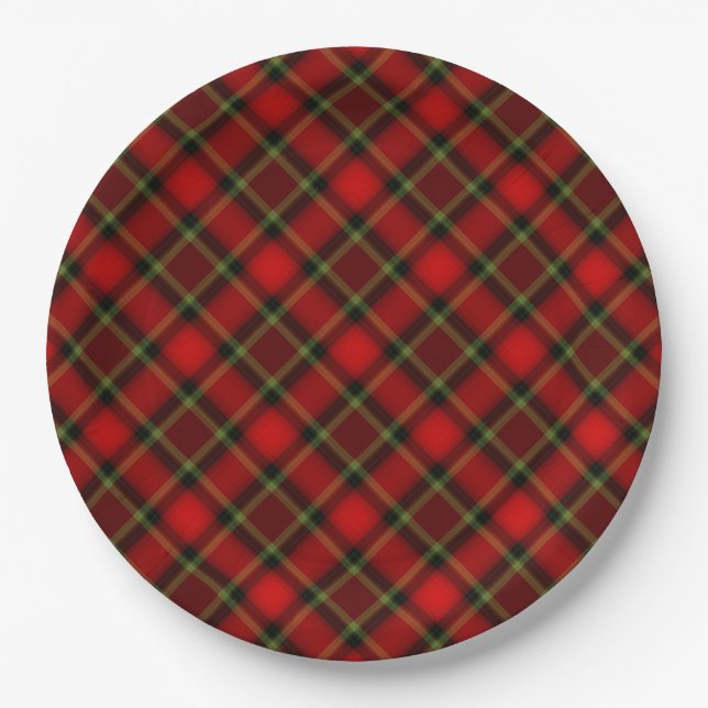 Plato De Papel Christmas Plaid Plate (Anverso)
