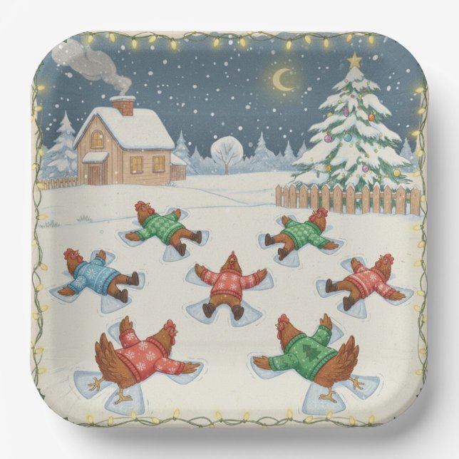 Plato De Papel Christmas Poultry in Motion, Paper Plates (Anverso)
