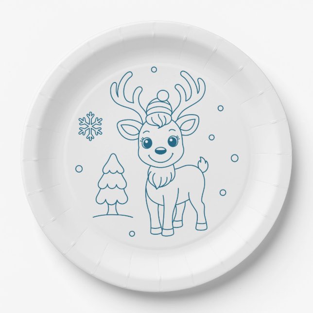 Plato De Papel christmas reindeer (Anverso)