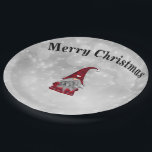 Plato De Papel Christmas Santa<br><div class="desc">A cute christmas santa. The background is a silver bokeh pattern.
100% Customizable. Click on the CUSTOMIZE button to add,  move,  delete,  resize or change any of the fonts or graphics.</div>