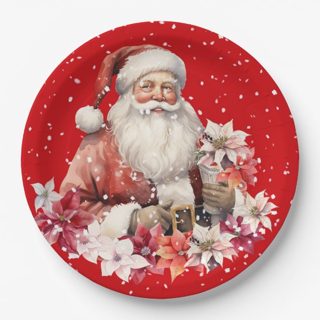Plato De Papel Christmas Santa Claus Holiday (Anverso)