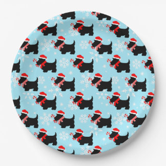 Plato De Papel Christmas Scottie Dogs Pattern