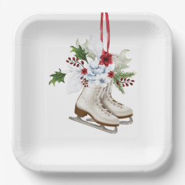 Plato De Papel Christmas skating shoes with flowers and leaves