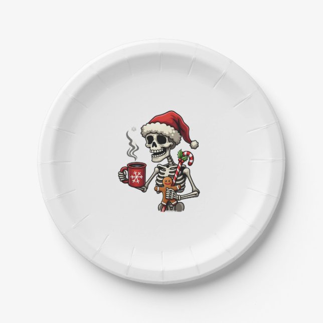 Plato De Papel Christmas Skeleton Hot Chocolate Xmas Men Women Ki (Anverso)