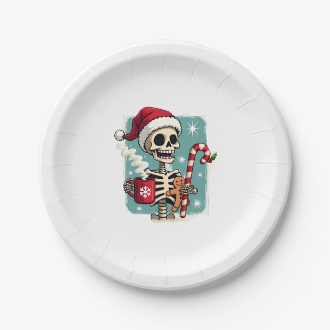 Plato De Papel Christmas Skeleton Hot Chocolate Xmas Men Women Ki (Anverso)