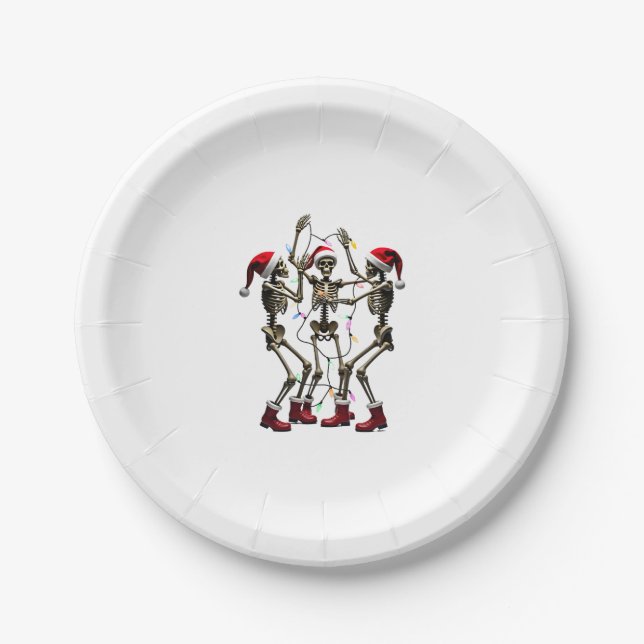 Plato De Papel Christmas Skeleton Santa Dancing Lights (1) (Anverso)