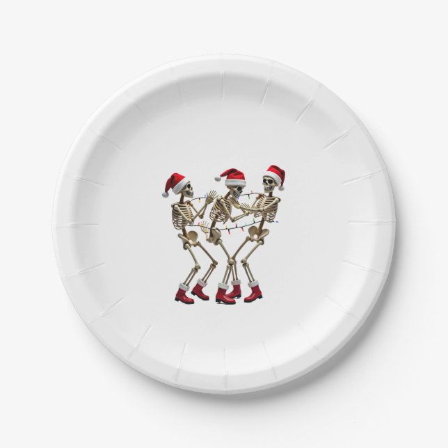 Plato De Papel Christmas Skeleton Santa Dancing Lights (2) (Anverso)