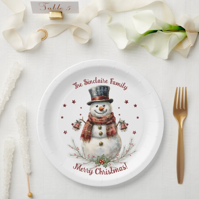 Plato De Papel Christmas Snowman Holiday Party (Boda)
