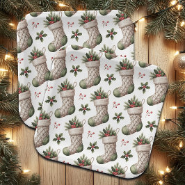 Plato De Papel Christmas Stockings Winter Berries