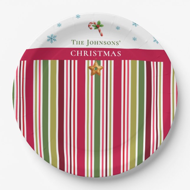 Plato De Papel Christmas Striped– Holiday Cooking & Baking Gift (Anverso)