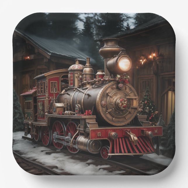 Plato De Papel Christmas Train (Anverso)