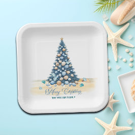 Plato De Papel Christmas Tree Beach Merry Christmas