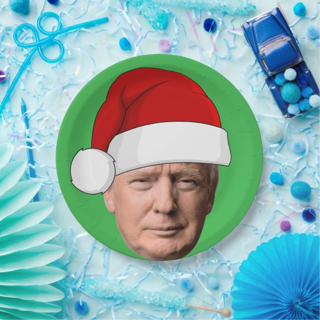 PLATO DE PAPEL CHRISTMAS TRUMP PAPER PLATES  (Fiesta)