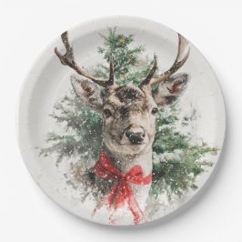 Plato De Papel Christmas Whimsical Deer Paper Plates