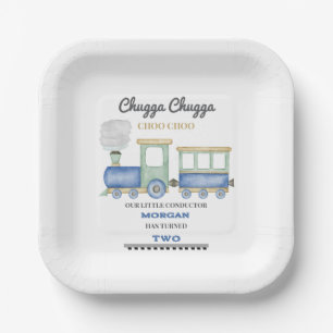Plato De Papel Chugga Choo, el segundo cumpleaños del niño, tren 