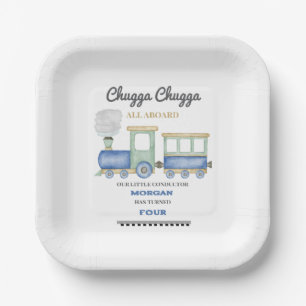 Plato De Papel Chugga Choo, niño de cualquier edad, cumpleaños, t