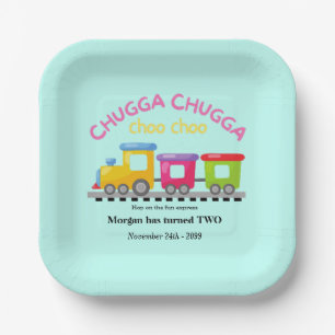 Plato De Papel Chugga Choo Tren Personalizado Temático Segundo Cu