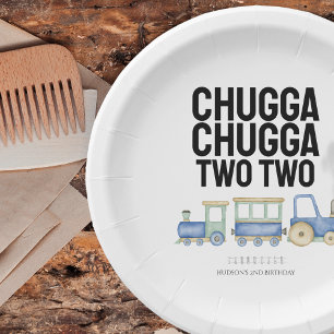 Plato De Papel Chugga Chugga dos 2.º cumpleaños Placa de pape