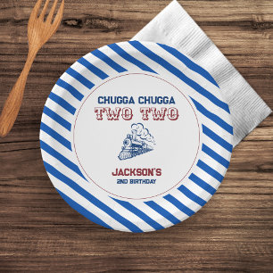Plato De Papel Chugga Chugga Dos tren de segundo cumpleaños