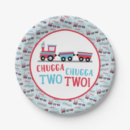 Plato De Papel Chugga Chugga Dos Tren Dos Placas de Cumpleaños