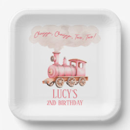 Plato De Papel Chugga Dos Choo Fiesta de segundo cumpleaños