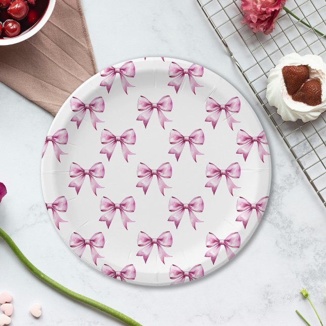 Plato De Papel Chupete de lazo rosa Baby Shower (Subido por el creador)