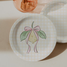 Plato De Papel Chupete de Limón Amarillo y Rosa para Baby Shower