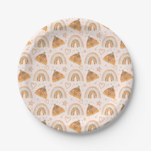 Plato De Papel Chupete de Mariposa Acuarela Arcoíris Boho Fiesta 