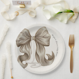 Plato De Papel Chupete de raya de marfil para baby shower 