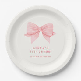 Plato De Papel Chupete Minimalista Rosa Baby Shower