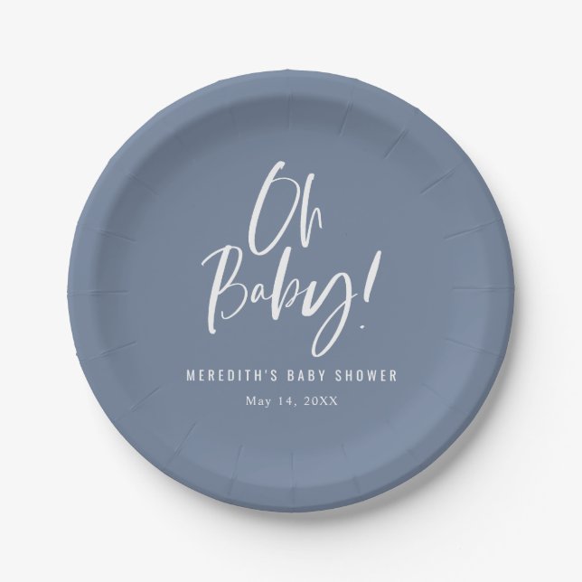 Plato De Papel Chupinada de bebé de género neutral con caligrafía (Anverso)