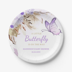 Plato De Papel Chupinada de Bebé Mariposa Floral
