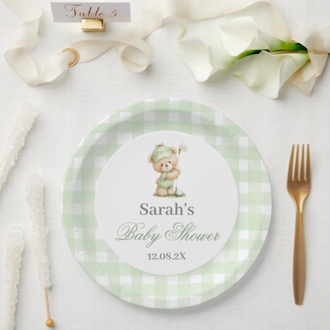 Plato De Papel Chupinada de Golf para Bebé (Boda)