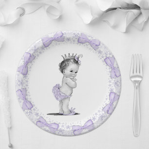 Plato De Papel Chupinada de la Princesa Morada Vintage