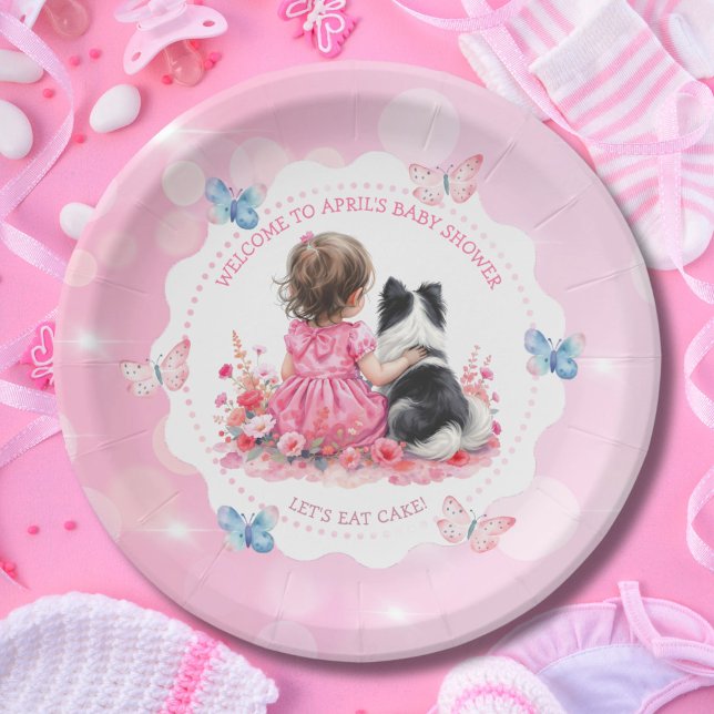 Plato De Papel Chupinada de una niña y su perro (Subido por el creador)