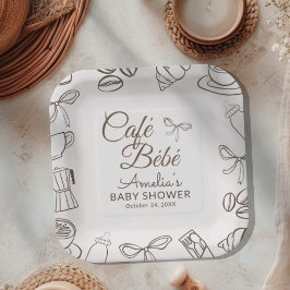 Plato De Papel Chupito Bebe Baby Shower Caprichoso con Lazo