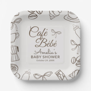 Plato De Papel Chupito Bebe Baby Shower Caprichoso con Lazo