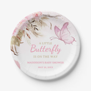 Plato De Papel Chupito Floral de Mariposas para Baby Shower 