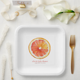 Plato De Papel Chupito Minimalista de Rodaja de Naranja para Baby