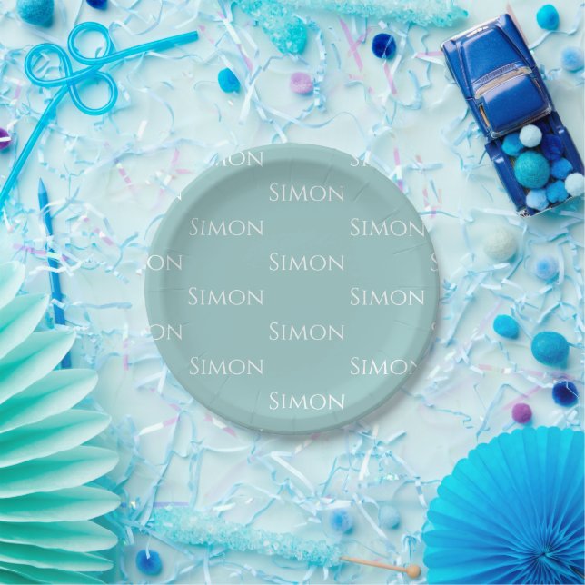 Plato De Papel Cian Personalizado (Fiesta)